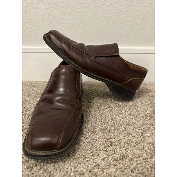 Joseph Abboud Men’s 8.5 Brown Slip On Leather Square Toe Dress Loafers Gel Heel main image 6